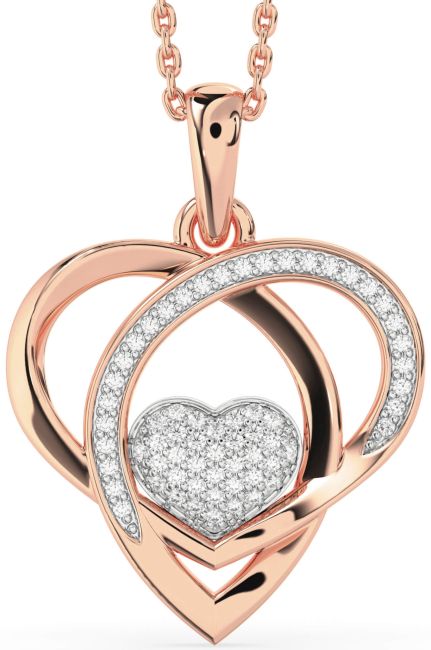 Diamond White Rose Gold Heart Necklace