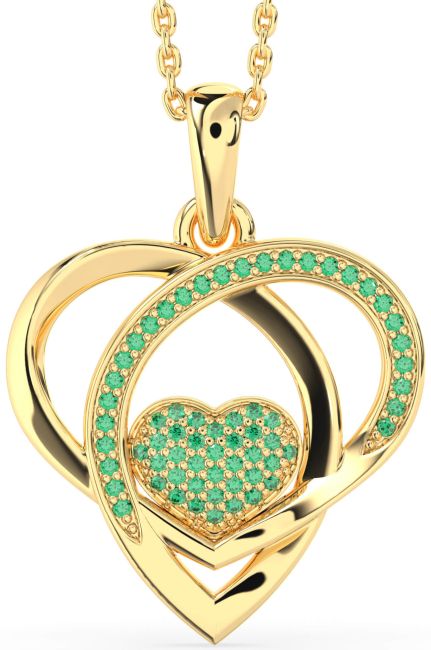 Emerald Gold Silver Heart Necklace