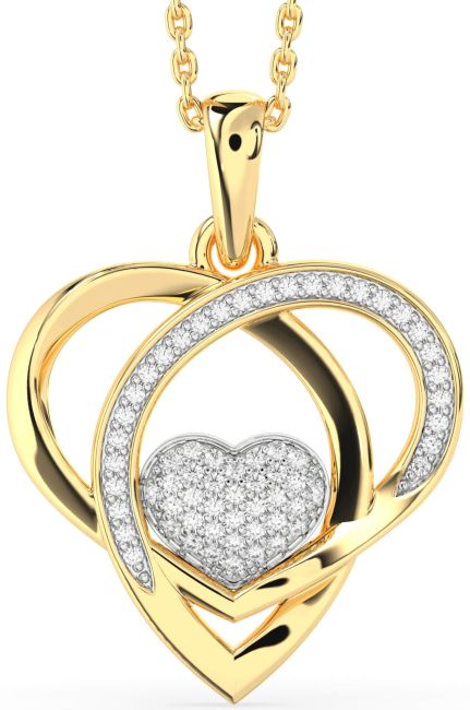 Diamond White Yellow Gold Heart Necklace