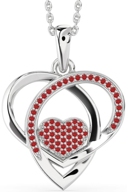 Ruby Platinum Heart Necklace