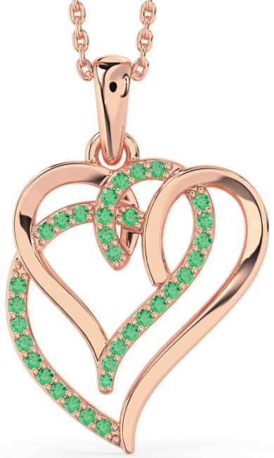 Emerald Rose Gold Heart Necklace