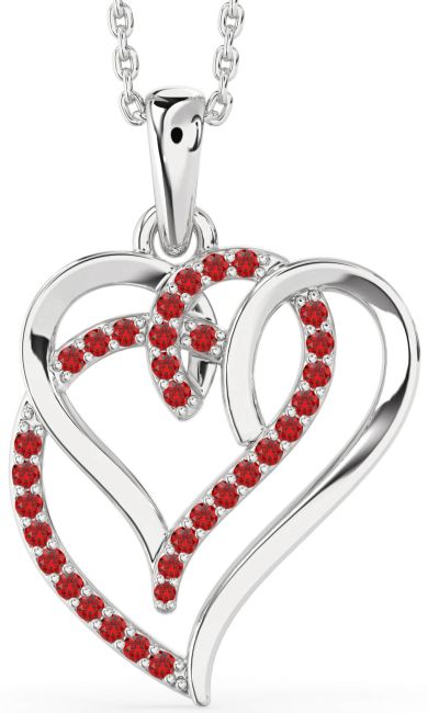 Ruby Platinum Heart Necklace