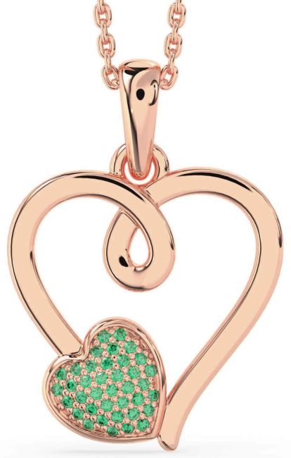 Emerald Rose Gold Heart Necklace