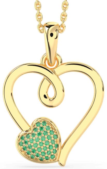 Emerald Gold Heart Necklace