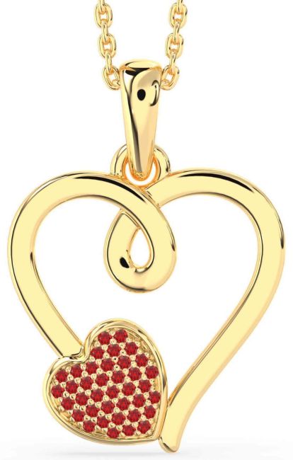 Ruby Gold Heart Necklace