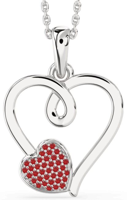 Ruby Platinum Heart Necklace
