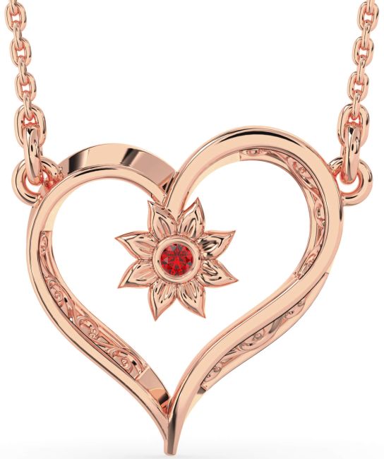 Ruby Rose Gold Heart Sun Necklace