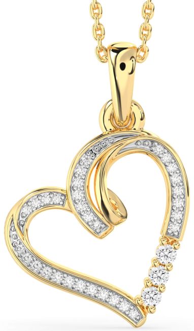 Diamond Gold Silver Heart Necklace
