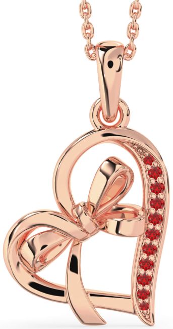 Ruby Rose Gold Heart Bow Necklace