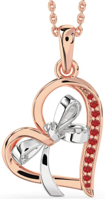 Ruby Rose Gold Silver Heart Bow Necklace