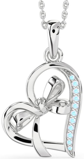 Moonstone Silver Heart Bow Necklace