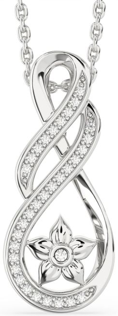 Diamond White Gold Infinity Flower Necklace