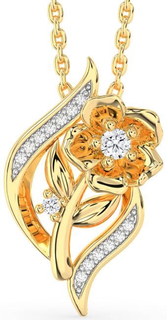 Diamond Gold Silver Flower Necklace