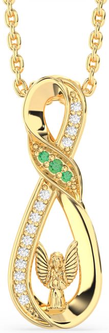 Diamond Emerald Gold Silver Infinity Angel Necklace