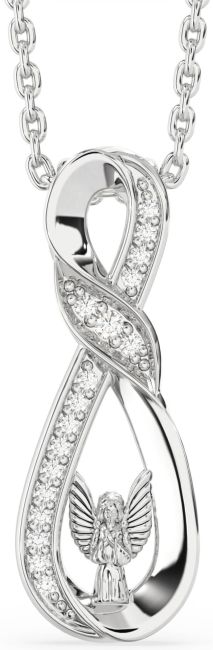Diamond Silver Infinity Angel Necklace