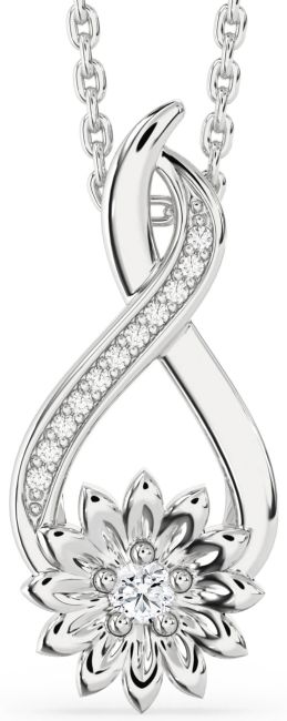 Diamond Platinum Infinity Sunflower Necklace