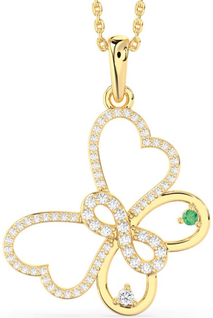 Large Diamond Gold Butterfly Infinity Necklace