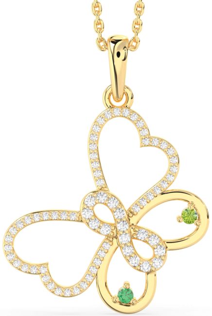 Large Diamond Gold Silver Butterfly Infinity Necklace