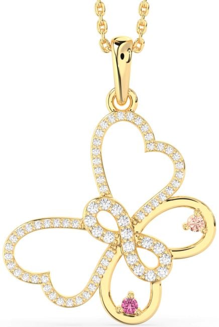 Large Diamond Gold Silver Butterfly Infinity Necklace