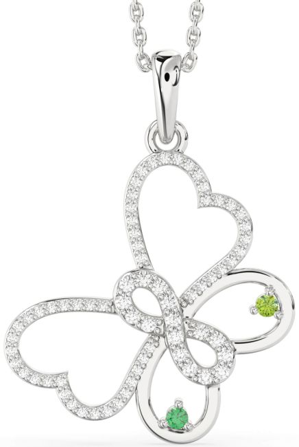 Large Diamond Silver Butterfly Infinity Necklace