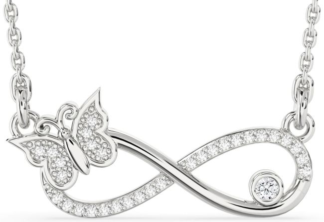 Large Diamond Platinum Infinity Butterfly Necklace