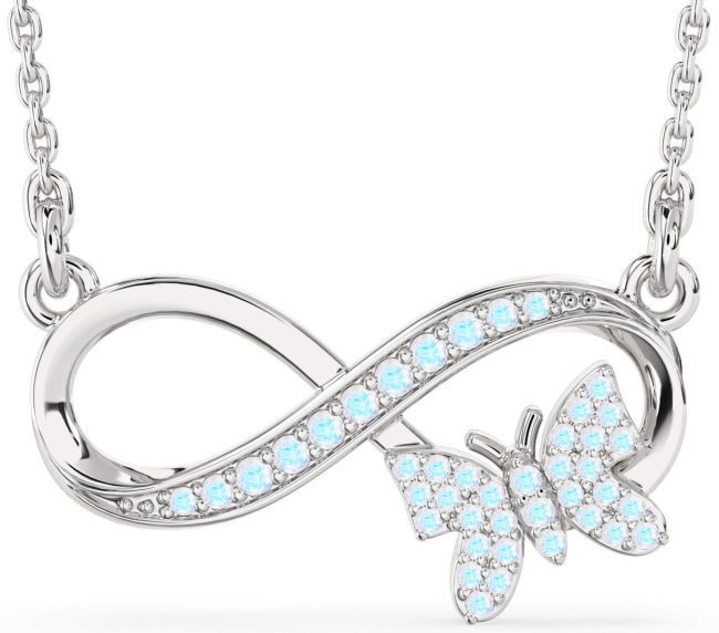 Large Moonstone Silver Infinity Butterfly Necklace