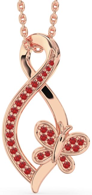 Ruby Rose Gold Infinity Butterfly Necklace