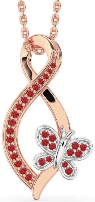 Ruby Rose Gold Silver Infinity Butterfly Necklace