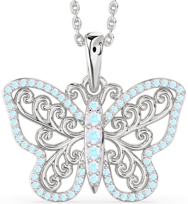 Large Moonstone Silver Butterfly Necklace