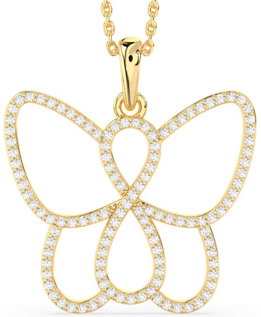 Large Diamond Gold Butterfly Infinity Necklace