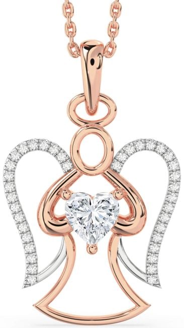 Diamond White Rose Gold Angel Heart Necklace