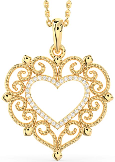 Large Diamond Gold Heart Necklace