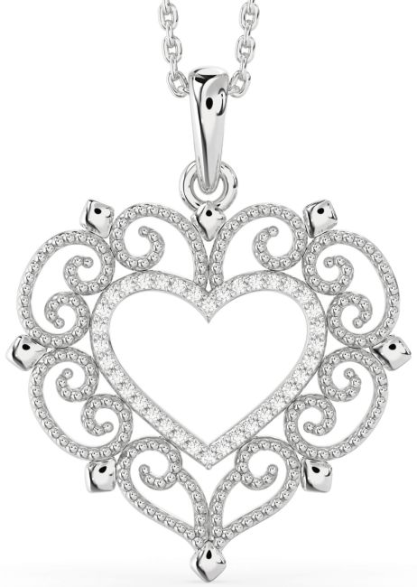 Large Diamond White Gold Heart Necklace