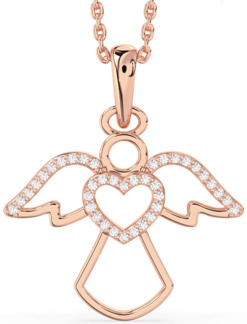 Diamond Rose Gold Angel Heart Necklace
