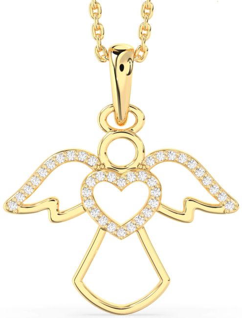 Diamond Gold Angel Heart Necklace
