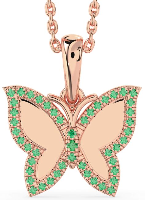 Emerald Rose Gold Butterfly Necklace