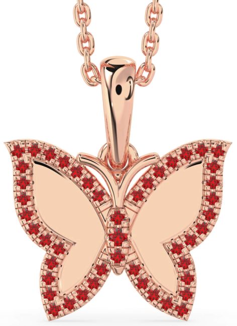 Ruby Rose Gold Butterfly Necklace