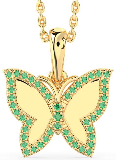 Emerald Gold Butterfly Necklace