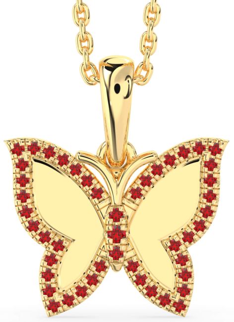 Ruby Gold Butterfly Necklace