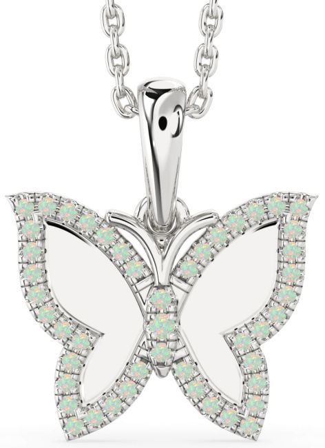 Opal Silver Butterfly Necklace