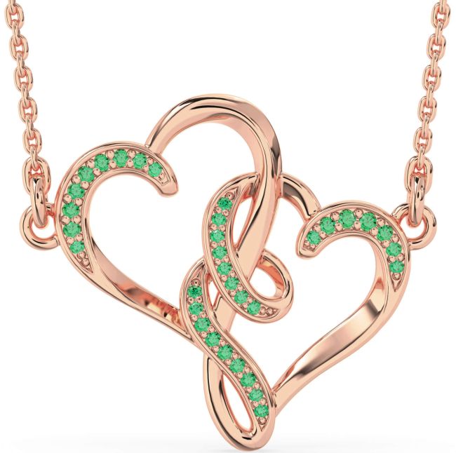 Emerald Rose Gold Heart Necklace