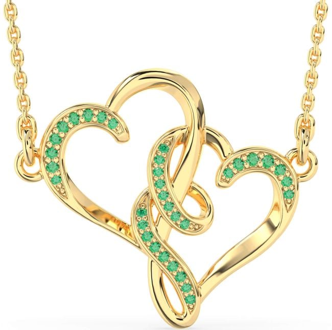 Emerald Gold Heart Necklace
