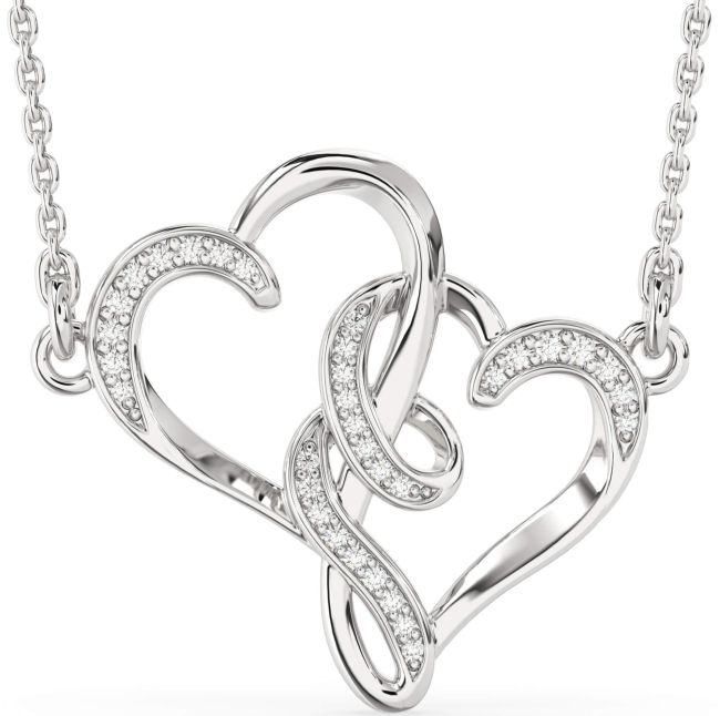 Diamond Silver Heart Necklace