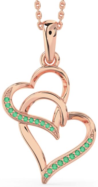 Emerald Rose Gold Heart Necklace