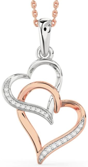Diamond White Rose Gold Heart Necklace