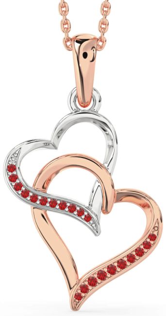 Ruby Rose Gold Silver Heart Necklace