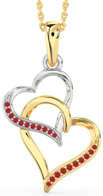 Ruby Gold Silver Heart Necklace