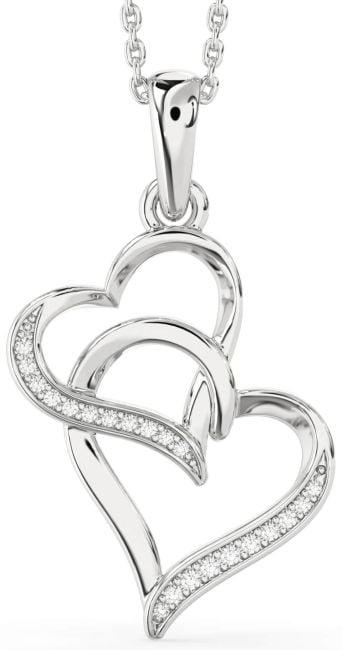 Diamond Silver Heart Necklace