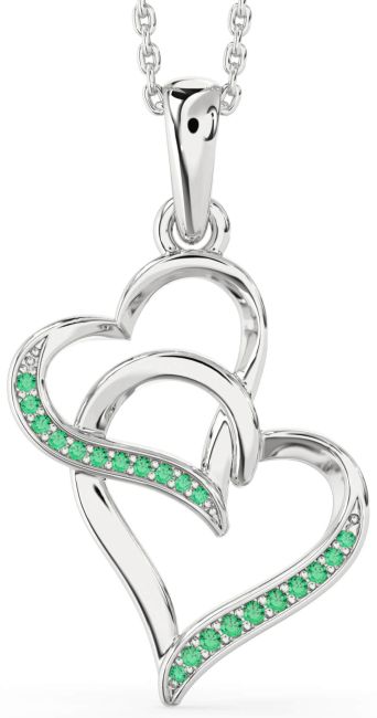 Emerald Platinum Heart Necklace