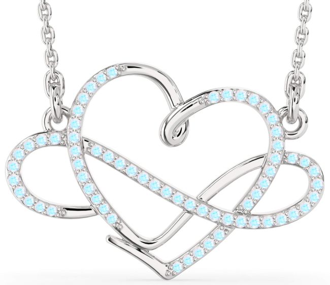 Large Moonstone Silver Heart Infinity Necklace